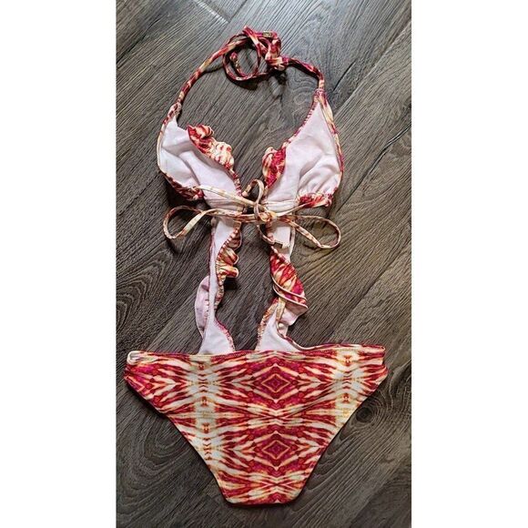 Kardashian Kollection Sexy Ruffle One-piece Bathingsuit Women's Size Large - Picture 2 of 3